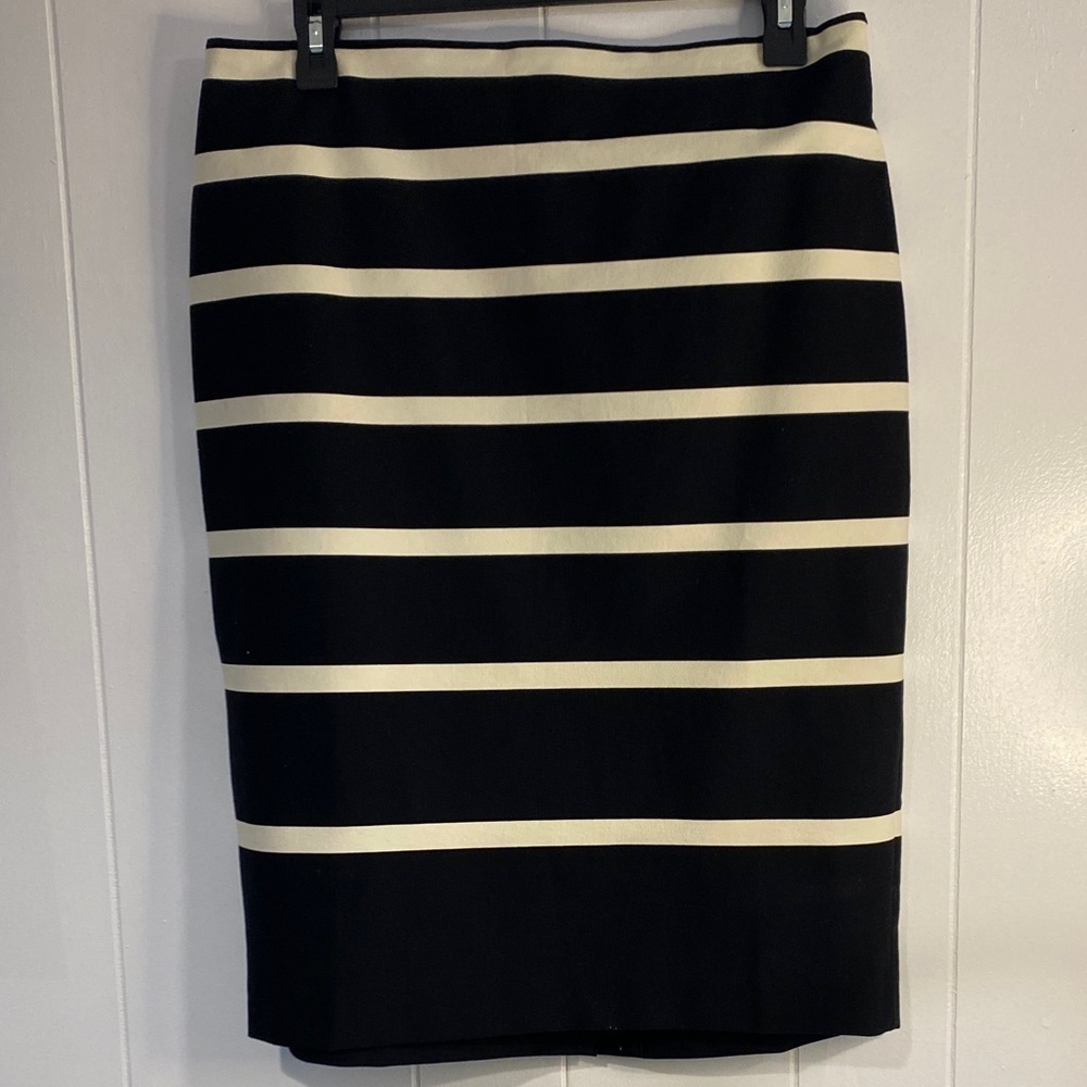 Talbots Skirt | Black Ivory Striped | Lined Pencil Skirt | Size 8